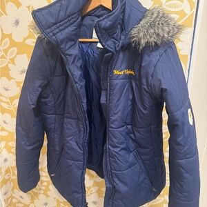 WVU women’s Columbia Jacket with Fur Trim